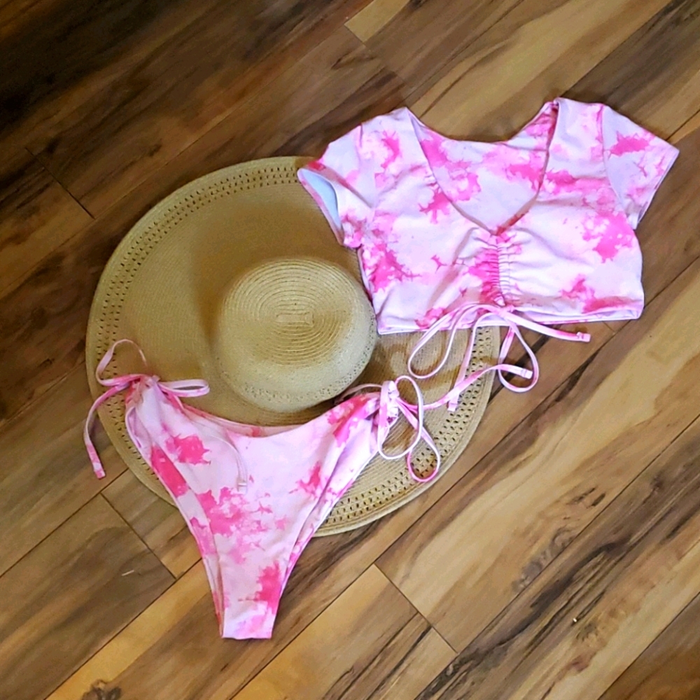 Pink swim tie dye